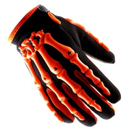 1Storm Youth Motocross Gloves Motorcycle BMX MX ATV Dirt Bike Bicycle Skeleton Cycling Kids Gloves Orange