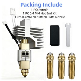 0.4MM Ceramic Hotend Kit for Elegoo Centauri Carbon – Extruder Kit with 3 Replacement Brass Nozzles 320℃ Heat Resistant Reinforced Welding for Elegoo 3D Printer