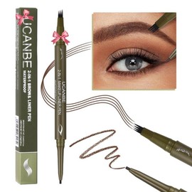 UCANBE Eyebrow Pen, Dual-Ended Eyebrow Pencil with 4-Fork-Tip & Gel Eyeliner for Women, Eye Brow Pen with Gel Eyeliner Pencil, Microblading Eyebrow Pencils with Hair Like Strokes, Light Brown Cosmetic Makeup:_Light Brown_2PCS