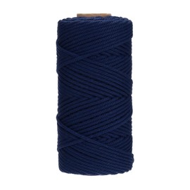 PATIKIL 3mm x 109 Yard Makramee-Schnur, weicher Baumwoll-Makramee-Garnfaden, 4-fach gedreht, für Wandbehänge, Pflanzenaufhänger, Traumfänger, DIY-Strickbedarf, Marineblau