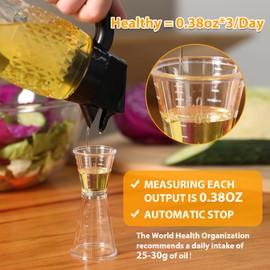 SMELHA Glass Olive Oil Dispenser & Vinegar Bottle Measuring Oil Pourer 0.38oz for Cooking Healthy Life, Leakproof With Automatic Cap and Stopper, Pour Out Easy for Kitchen 18.6oz/550ml BPA Free