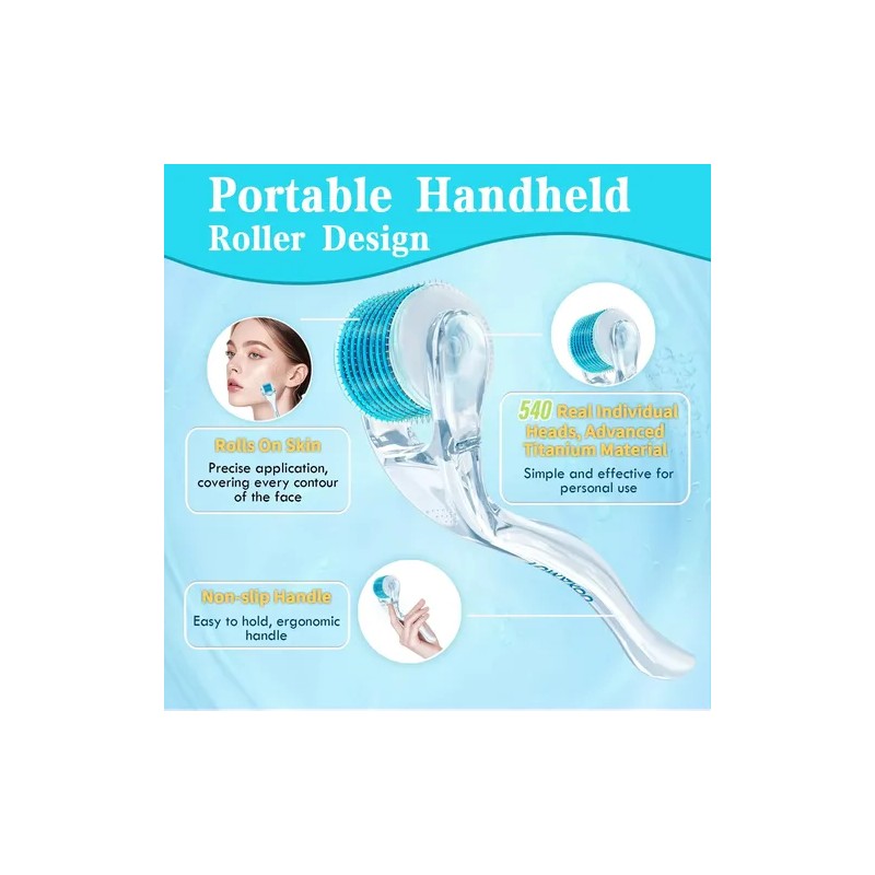 Rodillo De Microagujas Para Rostro, Cuero Cabelludo Y Barba