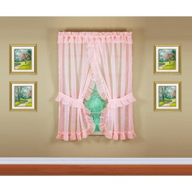 Today's Curtain, Emelia Priscilla Sheer Pair 60" W x 63" L, Rose, 5-Piece-Set