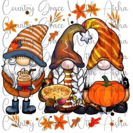 Handmade Sublimation Transfer Print Gnome Thanksgiving Ready To Press Heat Transfer