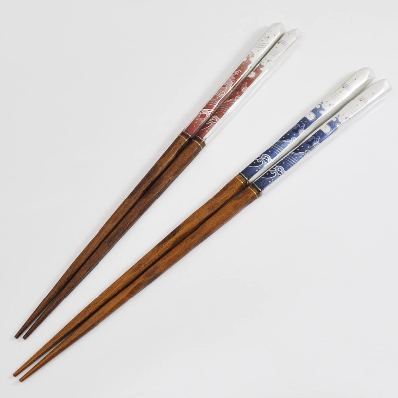 1 Pair Couple Chopsticks, Painted Chopsticks, Paulownia Box, Celebration Wave