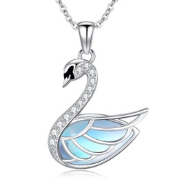 Dreamboat Sterling Silver Swan Necklace for Women Bird Swan Pendant Moonstone Delicate Elegant Jewelry Gifts for Women