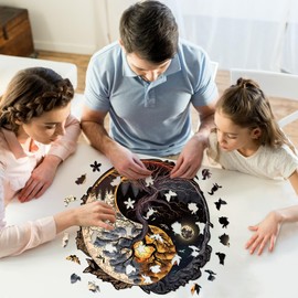 Wooden Puzzle for Adults, Yin Yang Tree Wall Art for Kids, Teens, Teachers, Home Decor (Tree-A)