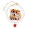 S.fields.inc Cat Collar Charm Pendant Heart Jewelry Fake Pearl Rhinestone