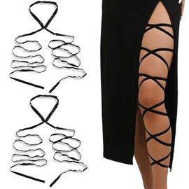 Elastische Beinbandagen für Damen, sexy Strumpfband für Damen, exotische Strumpfwaren für Kostüm-Accessoires, 2 Stück, Schwarz, Einheitsgröße