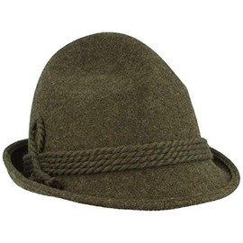 Breiter Original Men's Traditional Hat, Felt Hat, Hiking Hat, Pointed Head, 100% Wool, Narrow Brim & Wool Cord, Three Colours, Olive narrow