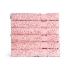 TowelSelections Soft and Absorbent Towels Cotton for Bathroom Hotel Shower Spa Gym, 4 Hand Towels Powder Pink