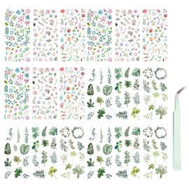 YSJCHEBS 18 Flower Stickers, 1 Tweezers, Flower Stickers, Mini Stickers, Flower Stickers, Summer Stickers, Guest Book Stickers, Flower Stickers Set