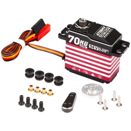 GOTECK 70KG Brushless Digital Servo,High Voltage 14V Full Metal Gear Waterproof Steering Servo with 25T Servo Horn for 1/8 1/10 Scale RC Cars,RC Crawler,Trucks,Boat,Robot Parts (A70BHV-270°)