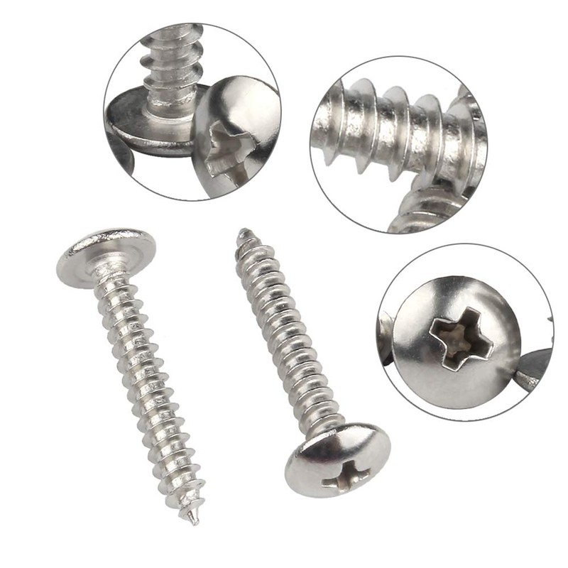 Xiedeai Self-Tapping Wood Screws Stainless Steel Screws Round Head Hardware
