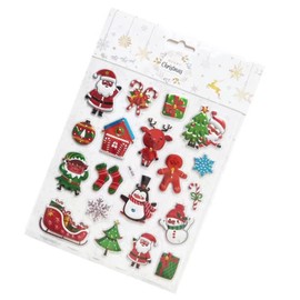 2 x Christmas 3D Sticker Decals Xmas Parcel Tag Decoration Puffy Gift Wrapping Santa Tree Snowman Décor