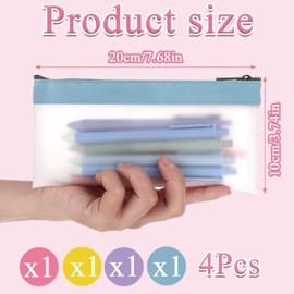 YTPAFK 4Pcs Clear Pencil Pouch, See Through Pencil Case, Pencils Case Water Proof Travel Storage Pouch for School Supplies, Bills, Cosmetics, Stationery and Travel Accessories,4 Colours