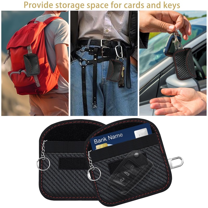 Faraday Pouch for Car Keys, 2 Pack Small Leather Faraday