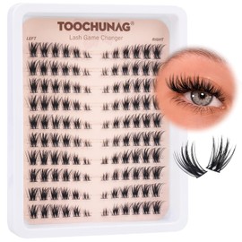 TOOCHUNAG Extensiones De Pestañas Naturales En Grupos, Izquierda Y Derecha, Pestañas Individuales 3D Con Efecto Desenfadado De 7-15 Mm, Pestañas Ojo De Gato Con Banda Fina, Extensiones De Pestañas Con