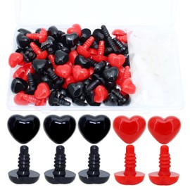 BESTCYC 1Box(100Pcs) 15mm Plastic Safety Eyes Black and Red Stuffed Animal Eyes Craft Eyes with Washers for DIY Amigurumi Stuffed Animal, Toy, Doll DIY Making Supplies (Black/red)