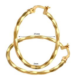 Citerna Women 9ct Yellow Gold Twisted Hoop Earrings of 25 mm Diameter