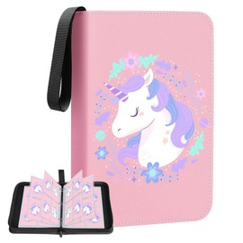 Trading Card Album for Cards 400, Scrapbook Cards, Football Cards Scrapbook with 18 Compartments, 50 Pages for Card Organiser, Card Binder Made of PU, for Sports Cards, MTG, TCG etc. (Pink)