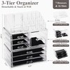 Sea Team 3-Layer Stackable Clear Makeup Organizer with Drawers, Acrylic