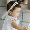 Pejlnd Baby Girl Headbands - 1Pcs Pearl Diamond Embroidered Double