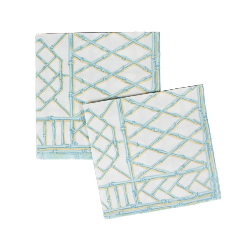 Caspari Bamboo Screen Robin's Egg Paper Linen Dinner Napkins -