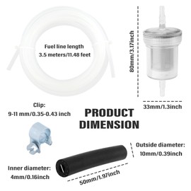Diesel Heater Fuel Line Kit,Diesel Heater Parts Replacement OEM#89031118,11.48 Ft Fuel Line with Fuel Filter,Rubber Hoses & Clips,Diesel Heater Accessories Fuel Line Repair Kit