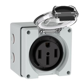 Snblzhef 50Amp RV Power Outlet Box NEMA 14-50R Receptacle with Protective Box Power Socket for Electric Vehicles, Generators, Welding Machines