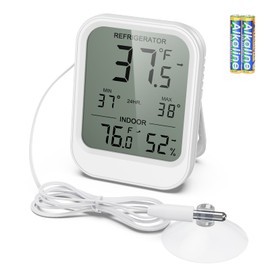 AMIR Digital Fridge Thermometer with Probe, LCD Display, Max/Min Records, Alarm, Digital Thermometer with External Sensor, Magnet, Suction Cup Freezer for Aquarium,Refrigerator,Freeze