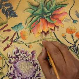 Anuschka Women's Leather Hand Painted Double Zip Travel Crossbody Bag Shoulder Bag Handbag, Caribbean Garden