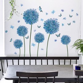 Mestiker Blue Hydrangea Wall Sticker, Scandinavian Birds, Plants, Flowers, Butterflies, Animals, Cute, Wallpaper Poster, Fashionable, Fashion Idea, Nordic, Entryway, DIY Poster, Wallpaper, Wall Decor,