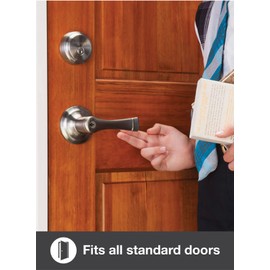 BRINKS - Harper Keyed Lock Front Entry Door Lever, Satin Nickel - Hands-Free Modern Outdoor Home Decor Brushed Nickel Front Door Handle Keyed Lockset