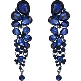 EVER FAITH Rhinestone Cristal Elegante Lágrima Gota de Agua Nupcial Boda Clip on Aretes