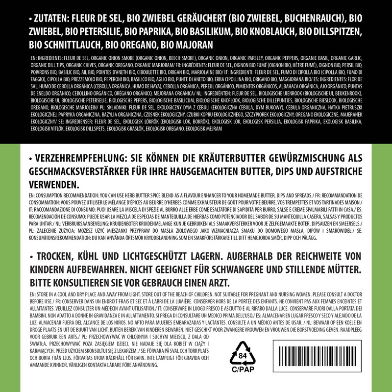Organic Herb Butter Spice (250 g), Organic Herb Butter Spice