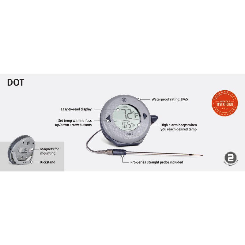 ThermoWorks DOT — Chefs’ Favorite Simple Alarm Thermometer - Dove