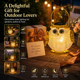 Solar Hanging Owl Lantern – IP44 Waterproof Metal Garden Light with Auto On/Off for Patio, Yard, Balcony & Outdoor Decor