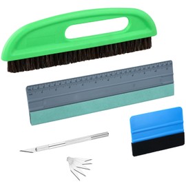 QWORK® 5-Piece Wallpaper Tool Set - Wallpaper Brush, Squeegee with Measuring Scale, Felt Squeegee, Scraper, Scalpel and 5 Replacement Blades