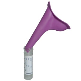 One Step: 50 x Urine Sample Bottles Specimen Pot Graduated Container with Lid & Label 30ml + Re-usable Female Urinal