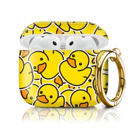 Compatible with Airpod 4th Generation Case Cover(2024), Protective TPU Soft Cases Cover Rugged for Airpod 4 Case with Golden Keychain for Women Men（Cartoon Rubber Ducky）