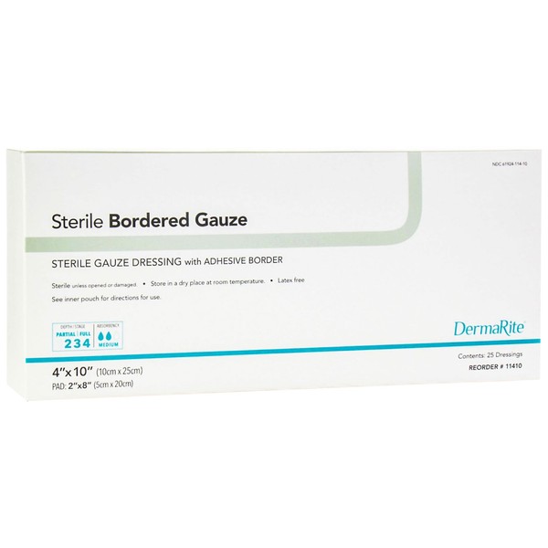 Dermarite Industries Sterile Bordered Gauze with Adhesive Border, 8 Ounce