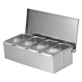 Glomora Stainless Steel Seasoning Box, 4 Compartment Trays Large Capacity Storage Seasoning Case for Kitchen for Home Work Restaurant