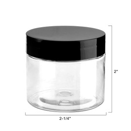 Tosnail 50 Pack 2.7 oz Clear Plastic Jars with Black Lids, Leak-Proof Round Food Safe Storage Containers for Kitchen Use, Beauty Products, Spices and More
