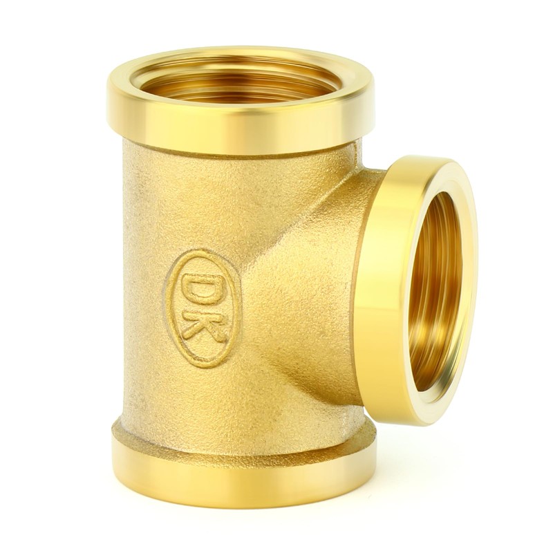 GASHER 5Pcs Brass Tee Fitting, 1/2" x 1/2" x 1/2"