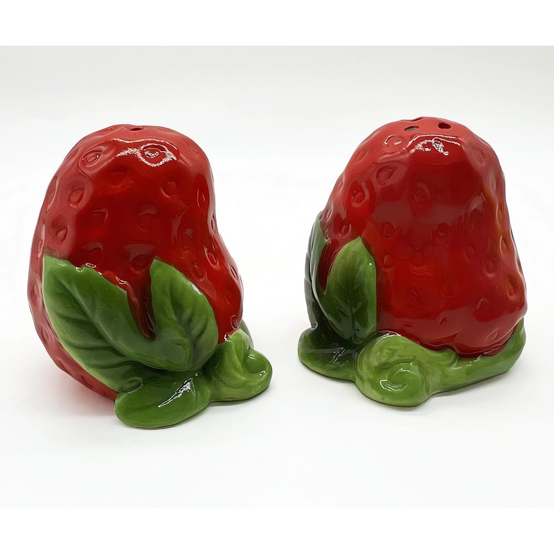 Ceramic Salt & Pepper Shakers - Strawberry Shaped Salt &