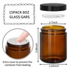 KEYWING 15Packs Amber Glass Jars with Black Lids, 8oz Empty