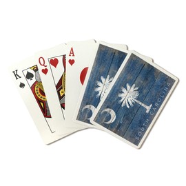 Lantern Press South Carolina, Rustic State Flag (52 Playing Cards, Poker Size Card Deck with Jokers)