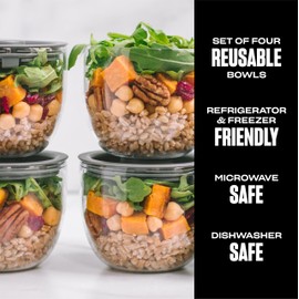 S'well Tritan Prep Bowl Set of 4, 10oz, Makes Meal Prep Easy And Convenient, Leakproof Lids, Microwavable and Dishwasher Safe, BPA Free