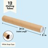 12-Pack Mailing Tubes with Caps, 2"W x 24"L Kraft Paper